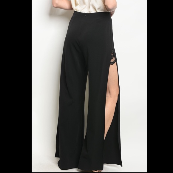 Wide Leg Side Slit Pants - Picture 4 of 4